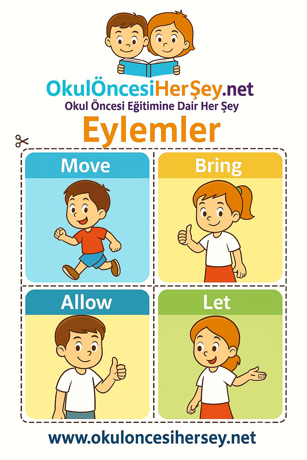 Çocuklar İçin  Fiiller Flashkart  