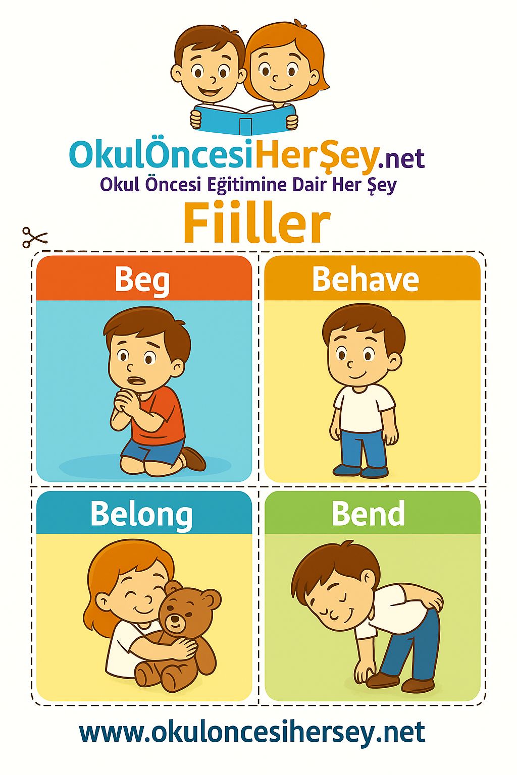 Çocuklar İçin  Fiiller Flashkart  