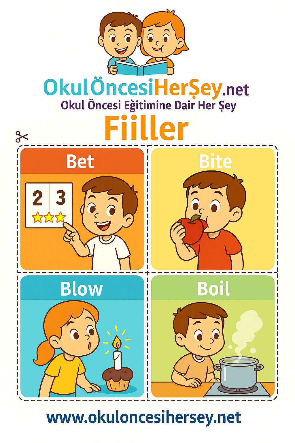 Çocuklar İçin  Fiiller Flashkart  