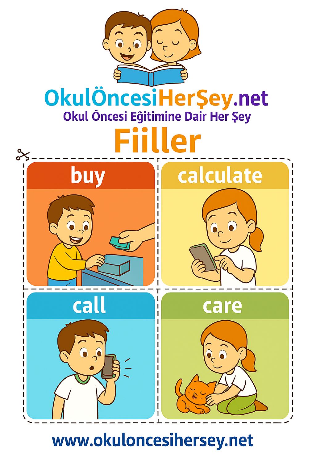 Çocuklar İçin  Fiiller Flashkart  