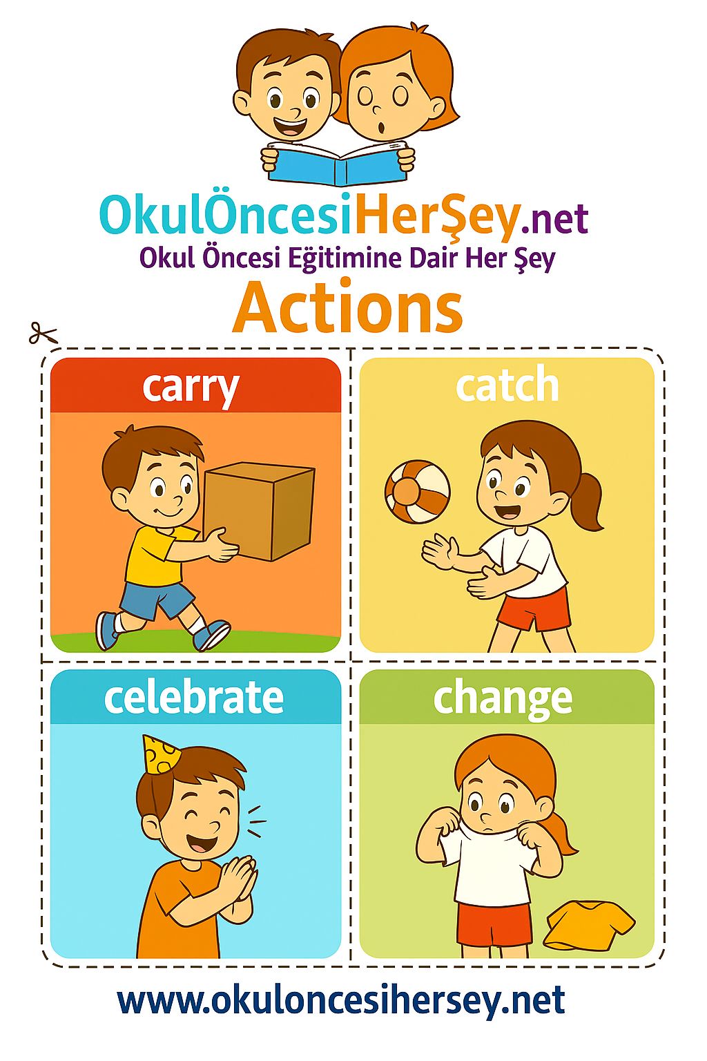 Çocuklar İçin  Fiiller Flashkart  