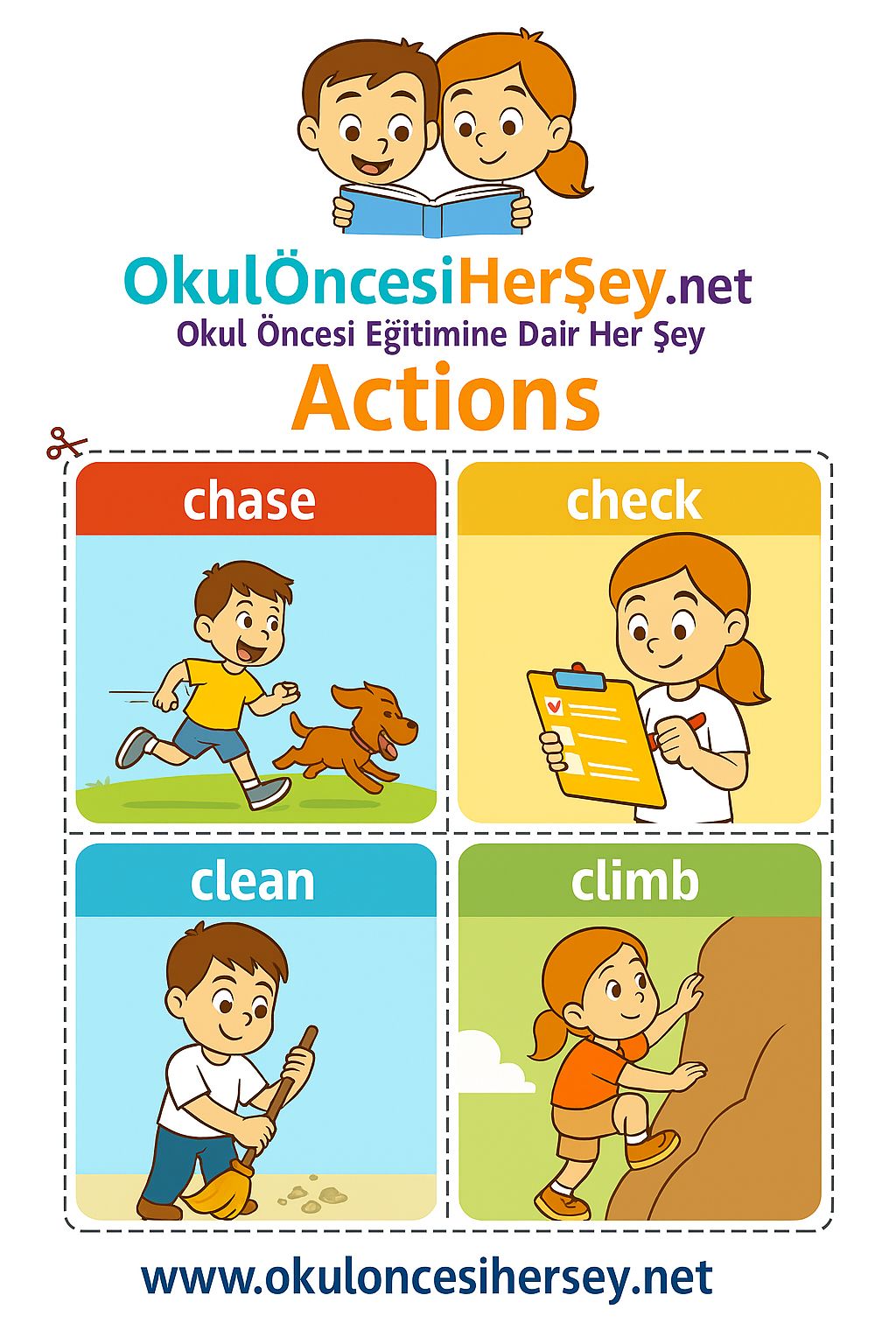 Çocuklar İçin  Fiiller Flashkart  