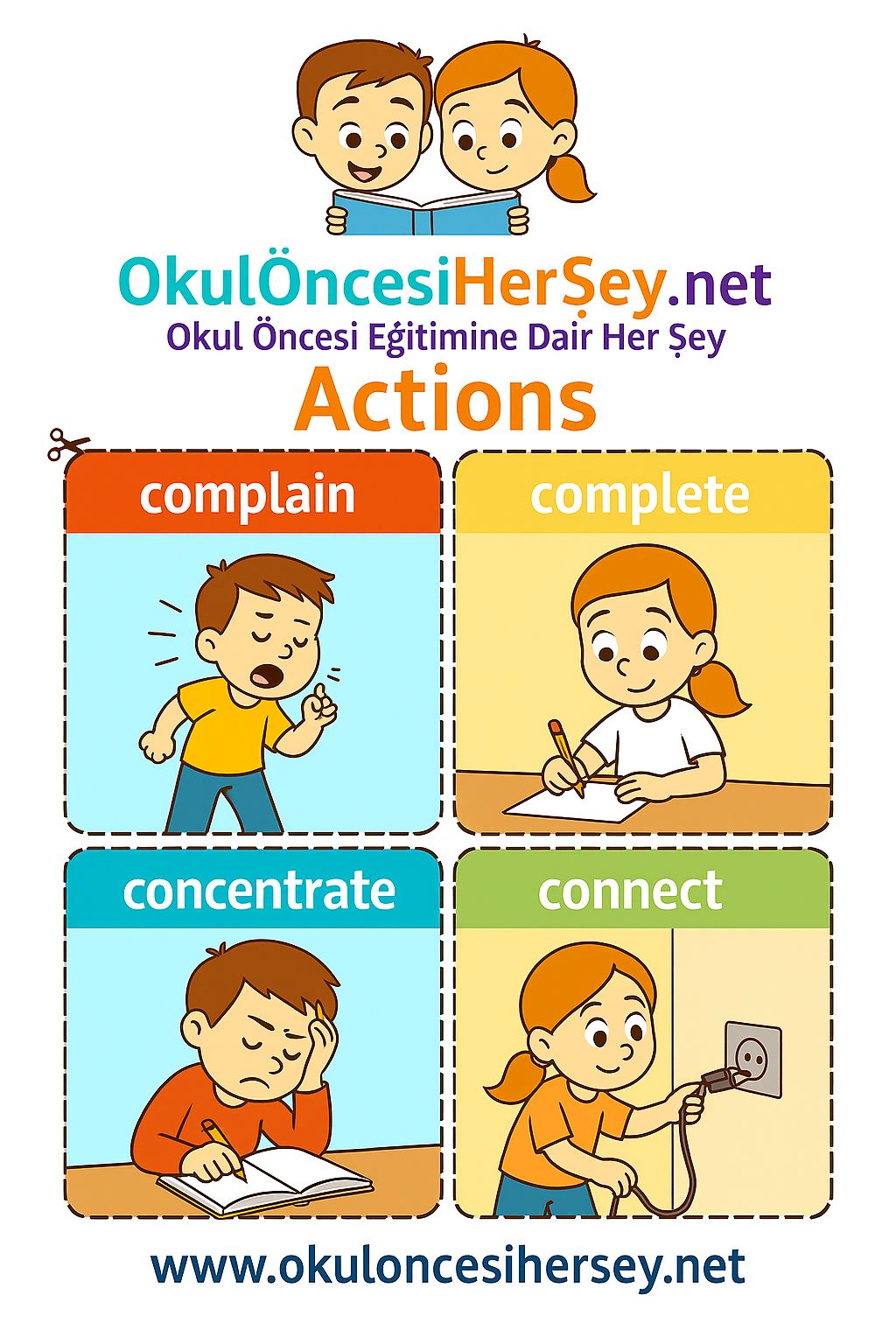 Çocuklar İçin  Fiiller Flashkart  