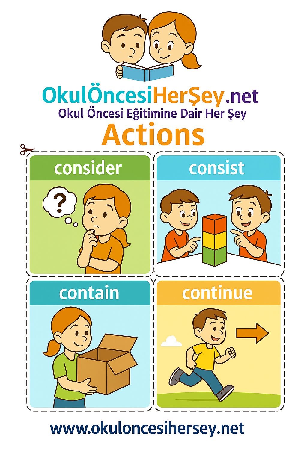 Çocuklar İçin  Fiiller Flashkart  