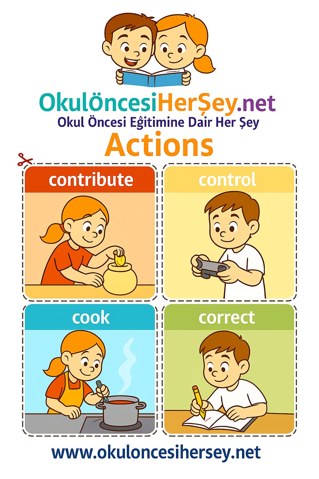 Çocuklar İçin  Fiiller Flashkart  