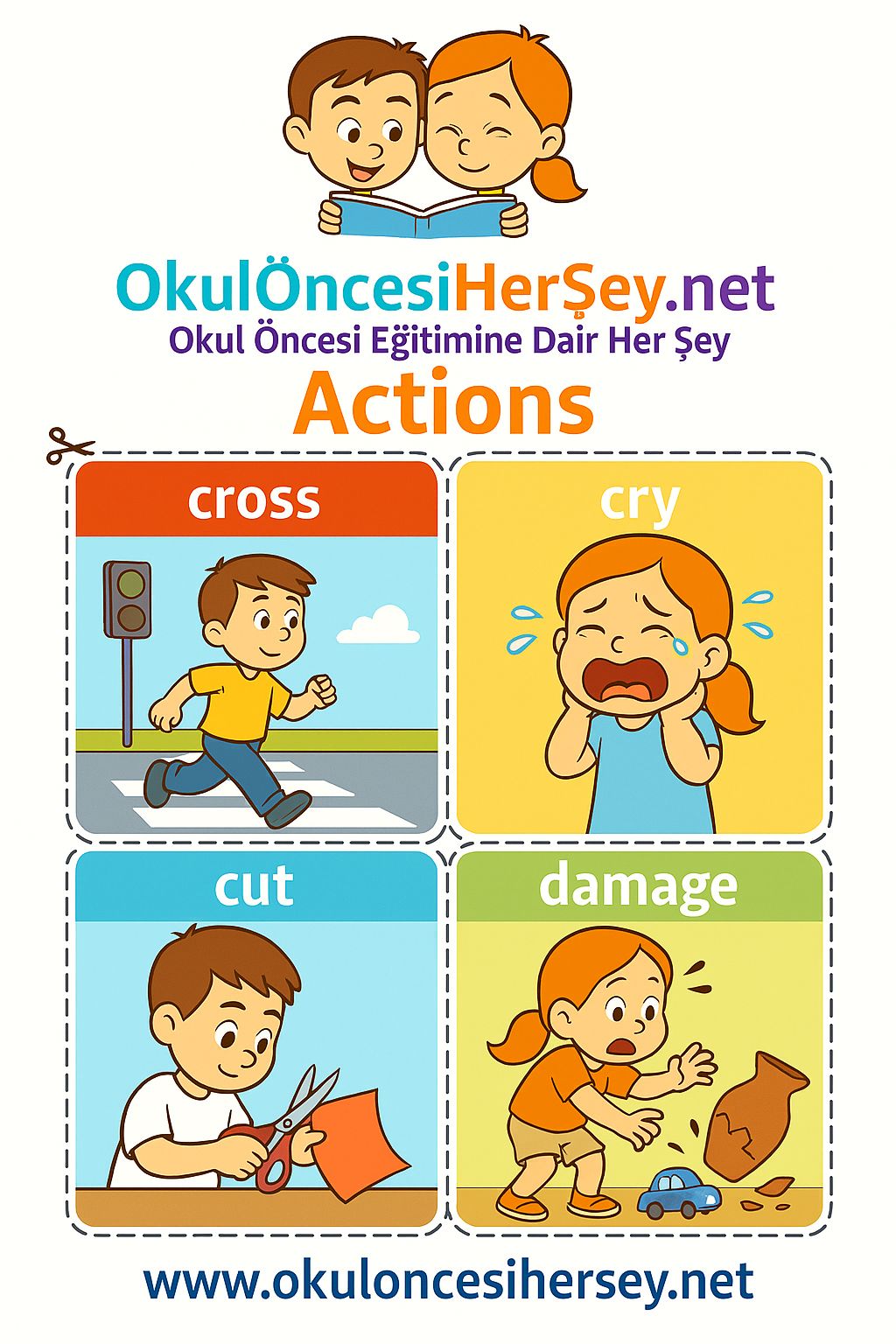 Çocuklar İçin  Fiiller Flashkart  