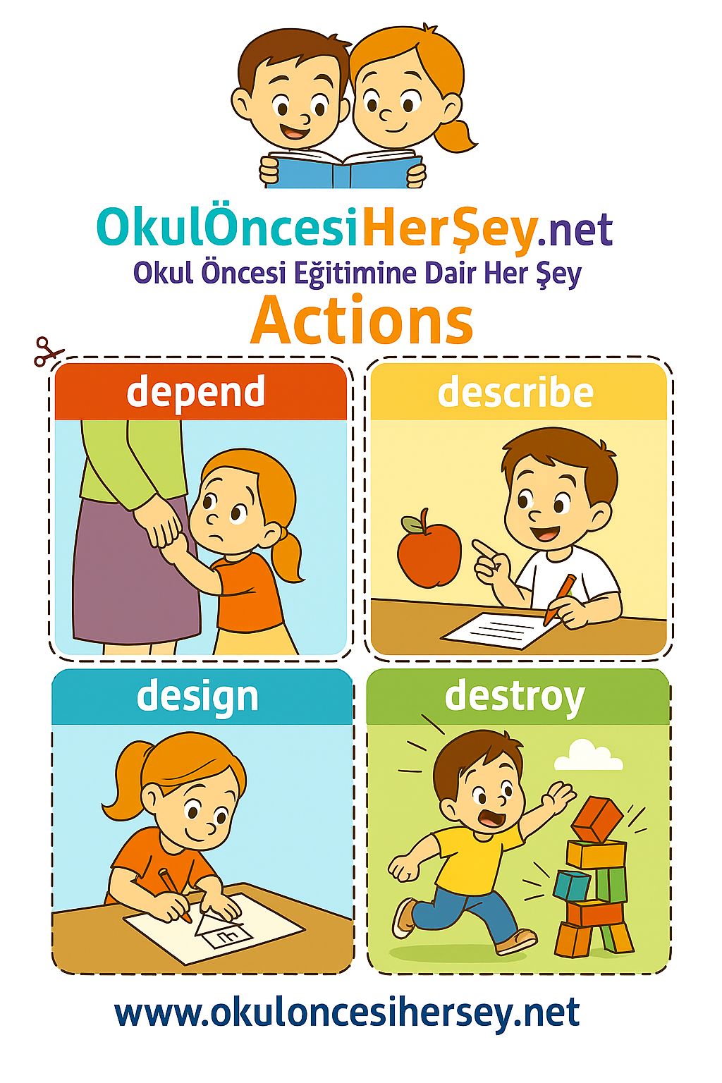 Çocuklar İçin  Fiiller Flashkart  