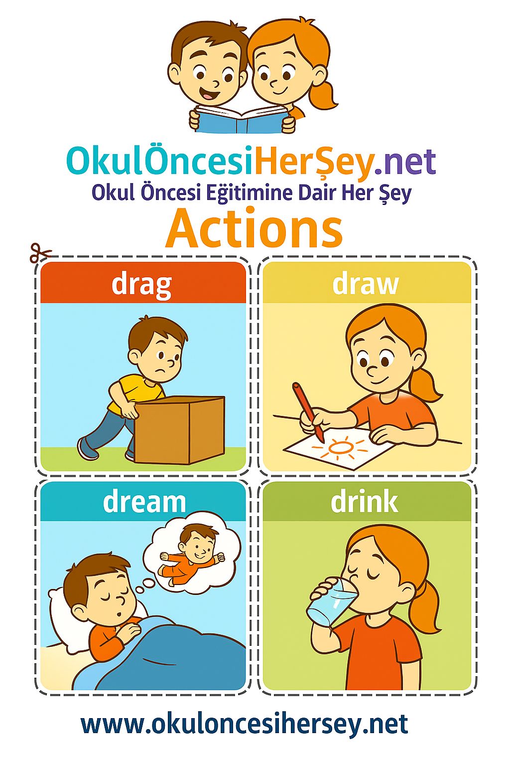 Çocuklar İçin  Fiiller Flashkart  