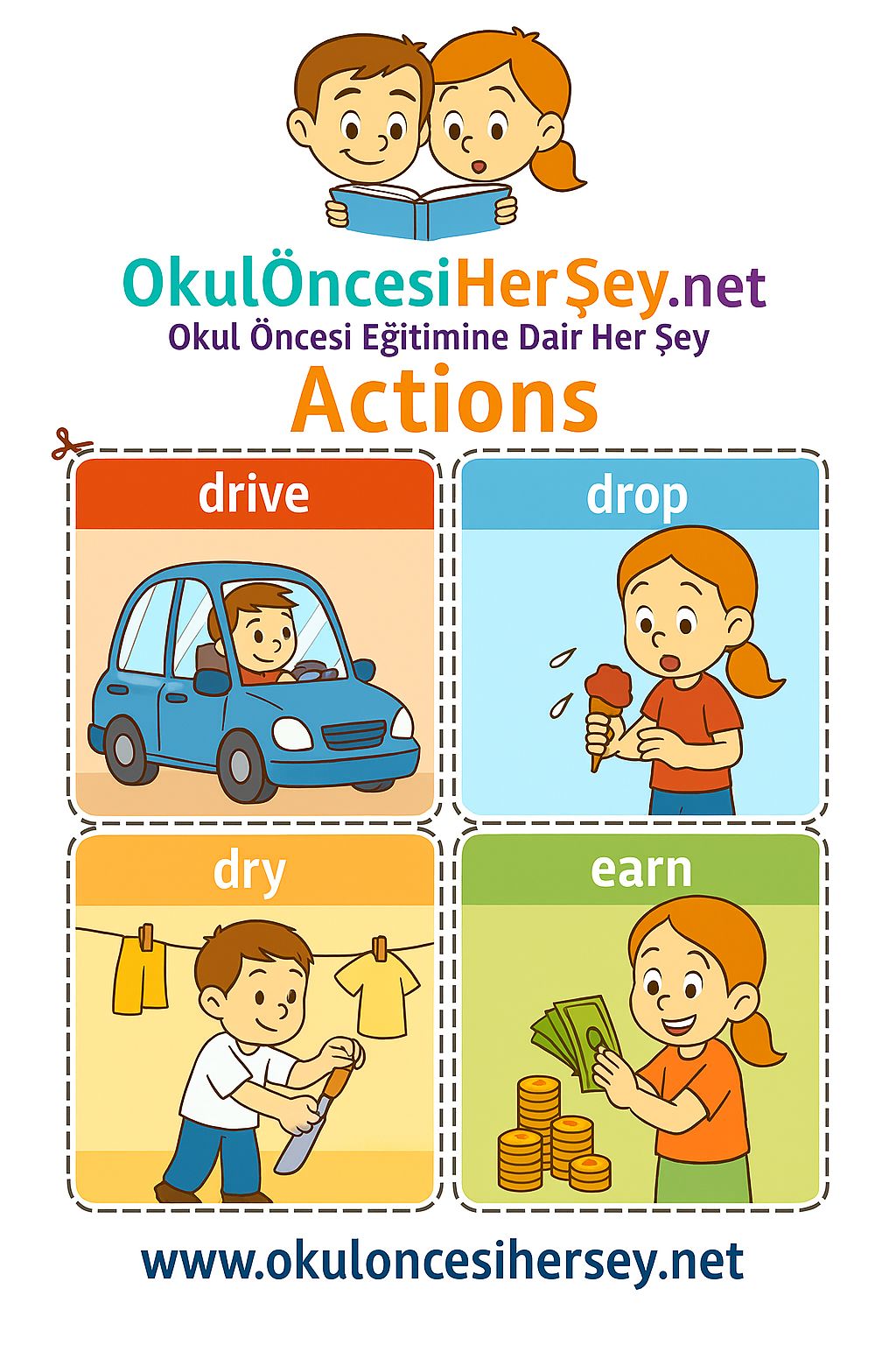 Çocuklar İçin  Fiiller Flashkart  