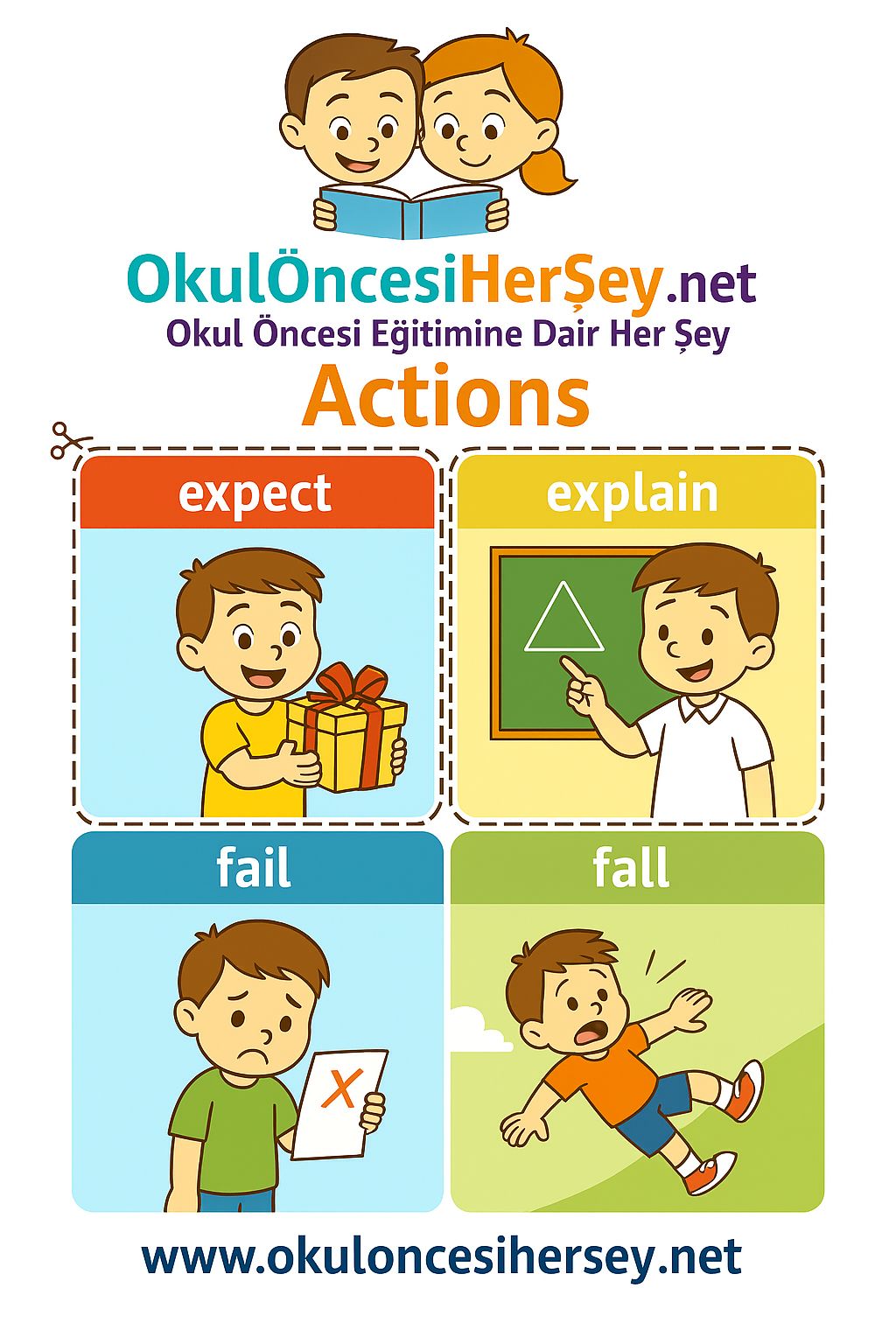 Çocuklar İçin  Fiiller Flashkart  