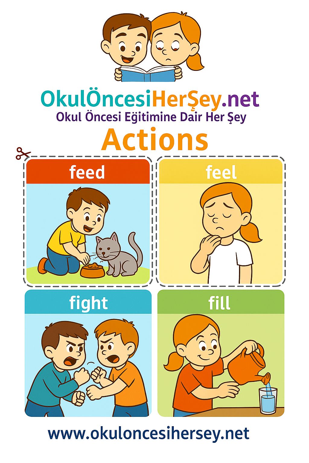 Çocuklar İçin  Fiiller Flashkart  