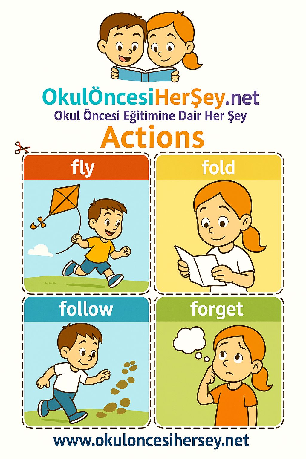 Çocuklar İçin  Fiiller Flashkart  