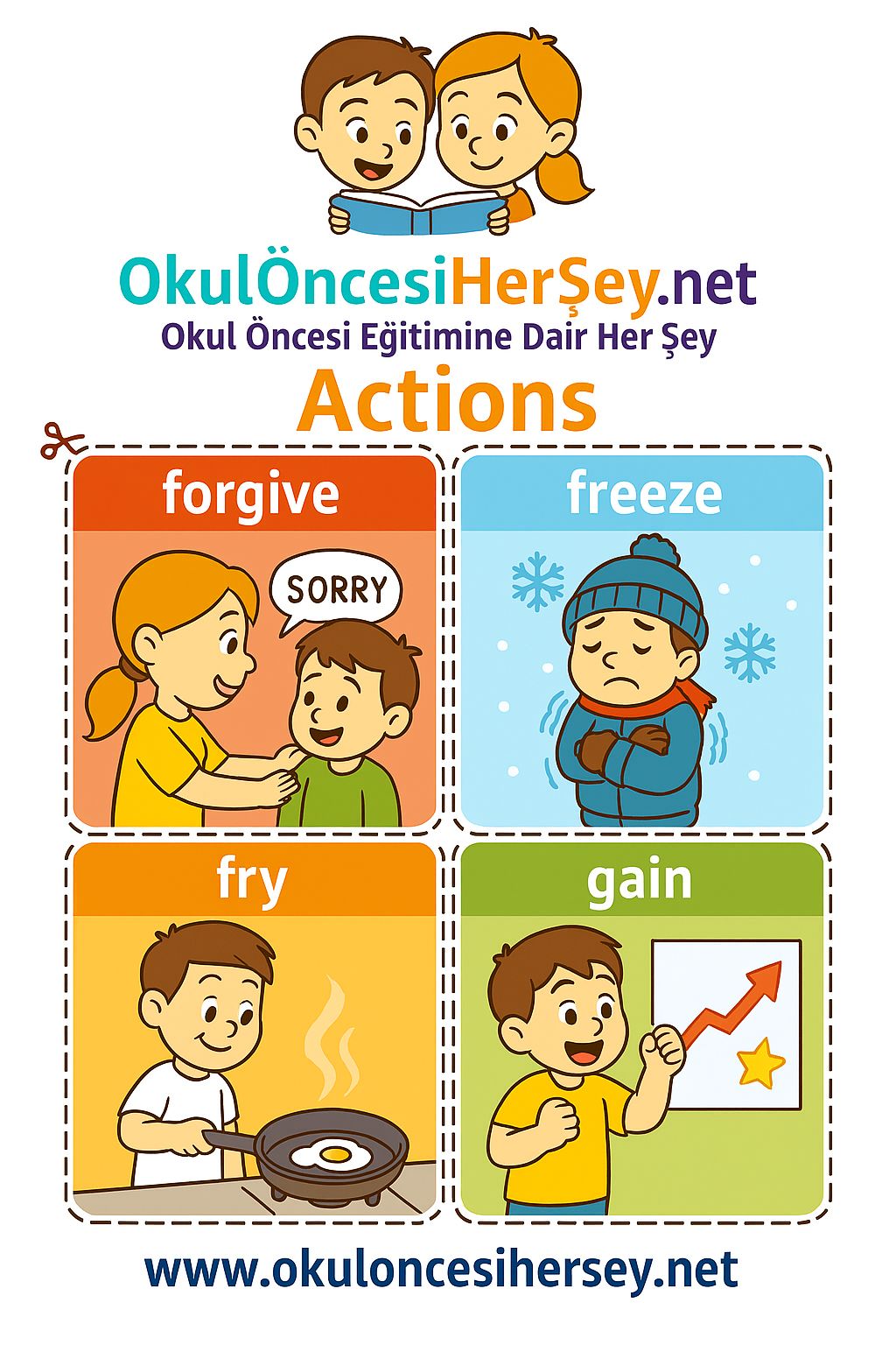 Çocuklar İçin  Fiiller Flashkart  