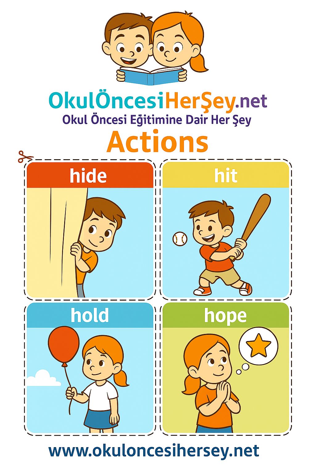 Çocuklar İçin  Fiiller Flashkart  