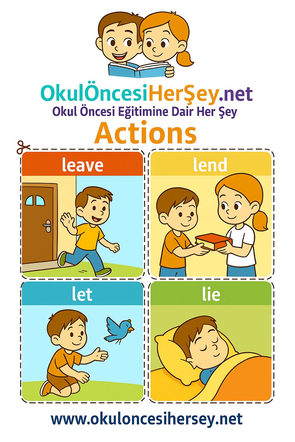 Çocuklar İçin  Fiiller Flashkart  