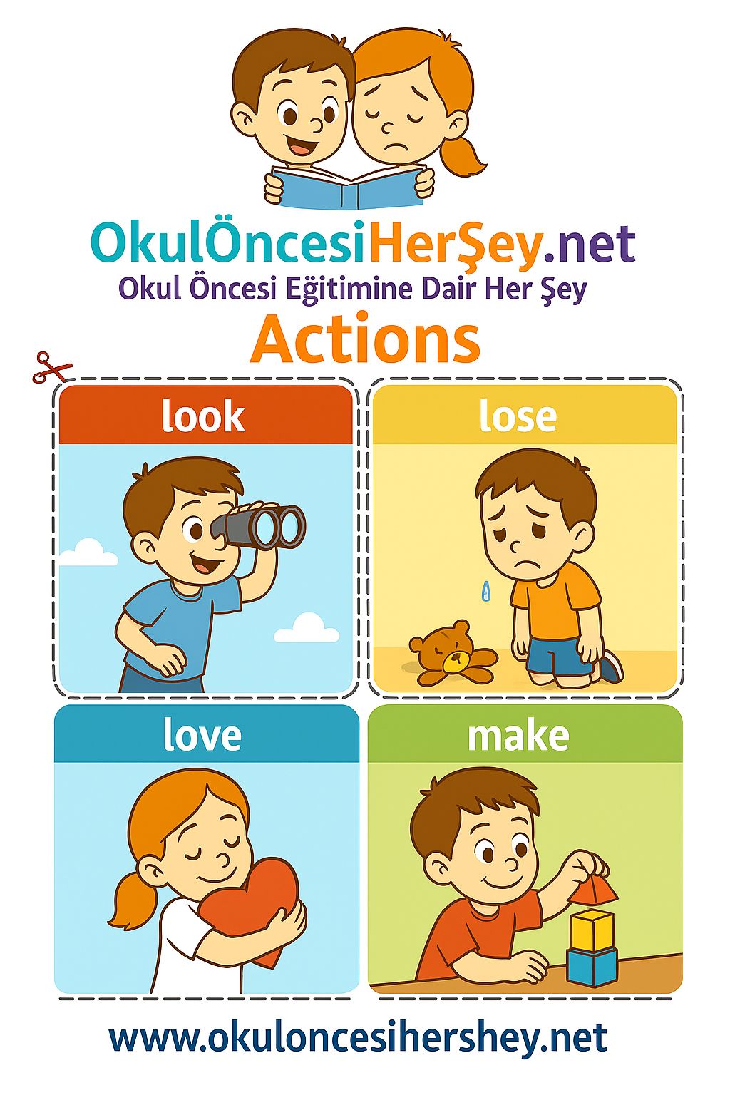 Çocuklar İçin  Fiiller Flashkart  