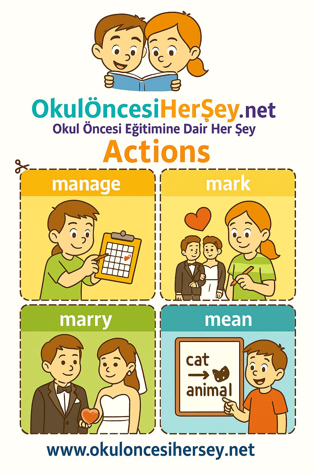 Çocuklar İçin  Fiiller Flashkart  