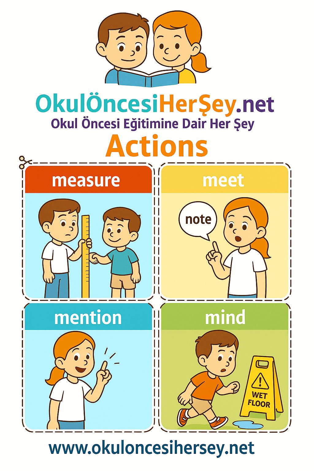 Çocuklar İçin  Fiiller Flashkart  