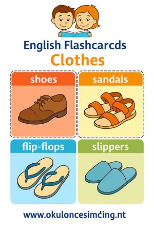 Çocuklar İçin  İngilizce Giyim-Aksesuar Flashkart  