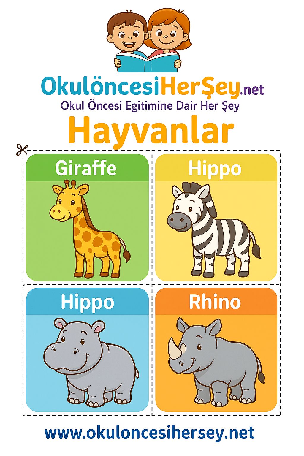 Çocuklar İçin  Hayvanlar Flashkart  