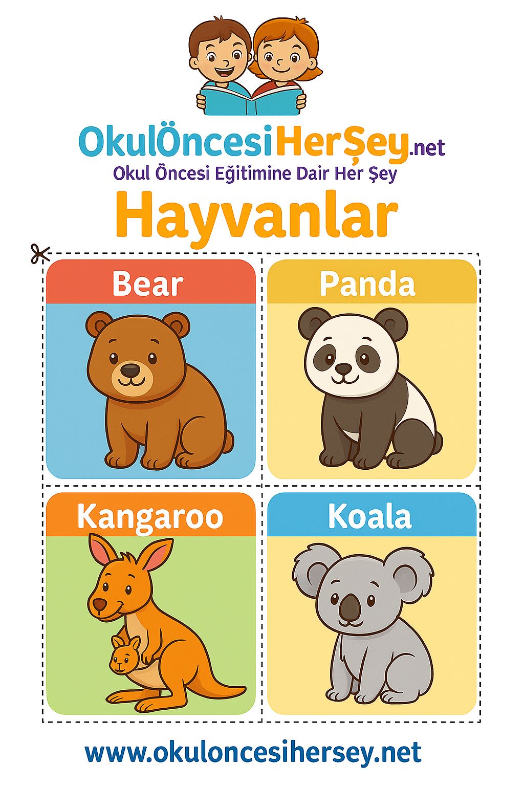 Çocuklar İçin  Hayvanlar Flashkart  