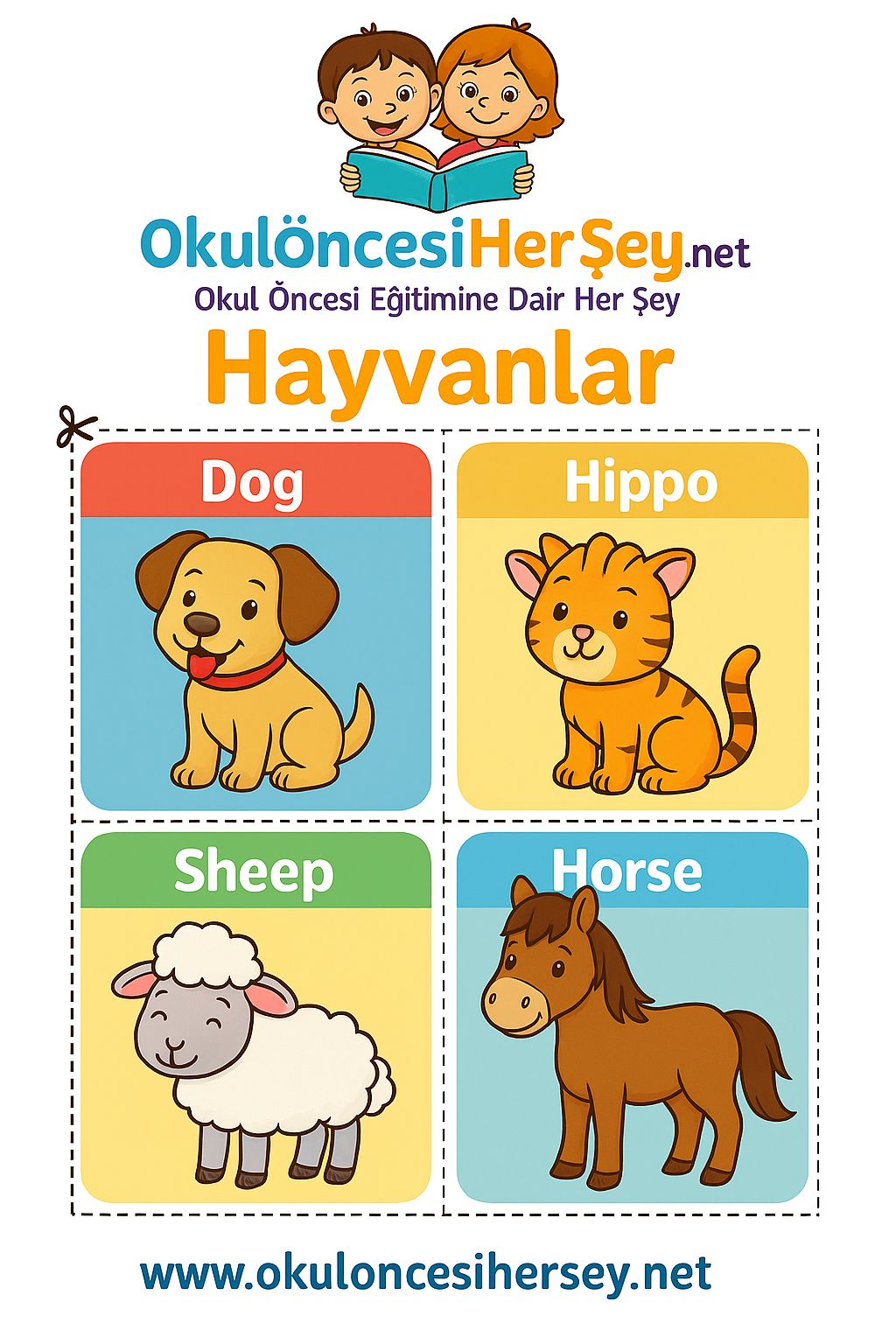 Çocuklar İçin  Hayvanlar Flashkart  