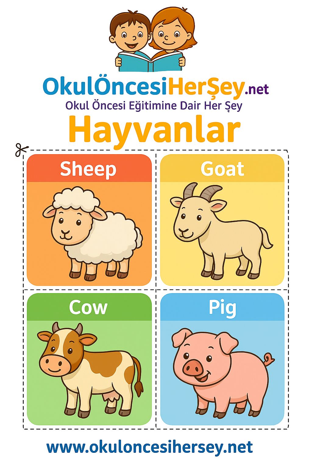 Çocuklar İçin  Hayvanlar Flashkart  