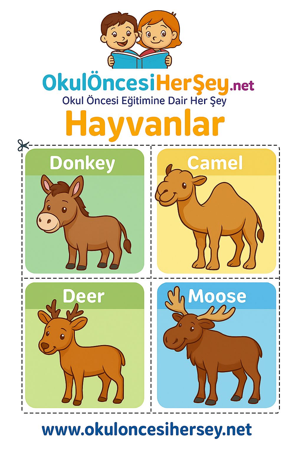 Çocuklar İçin  Hayvanlar Flashkart  