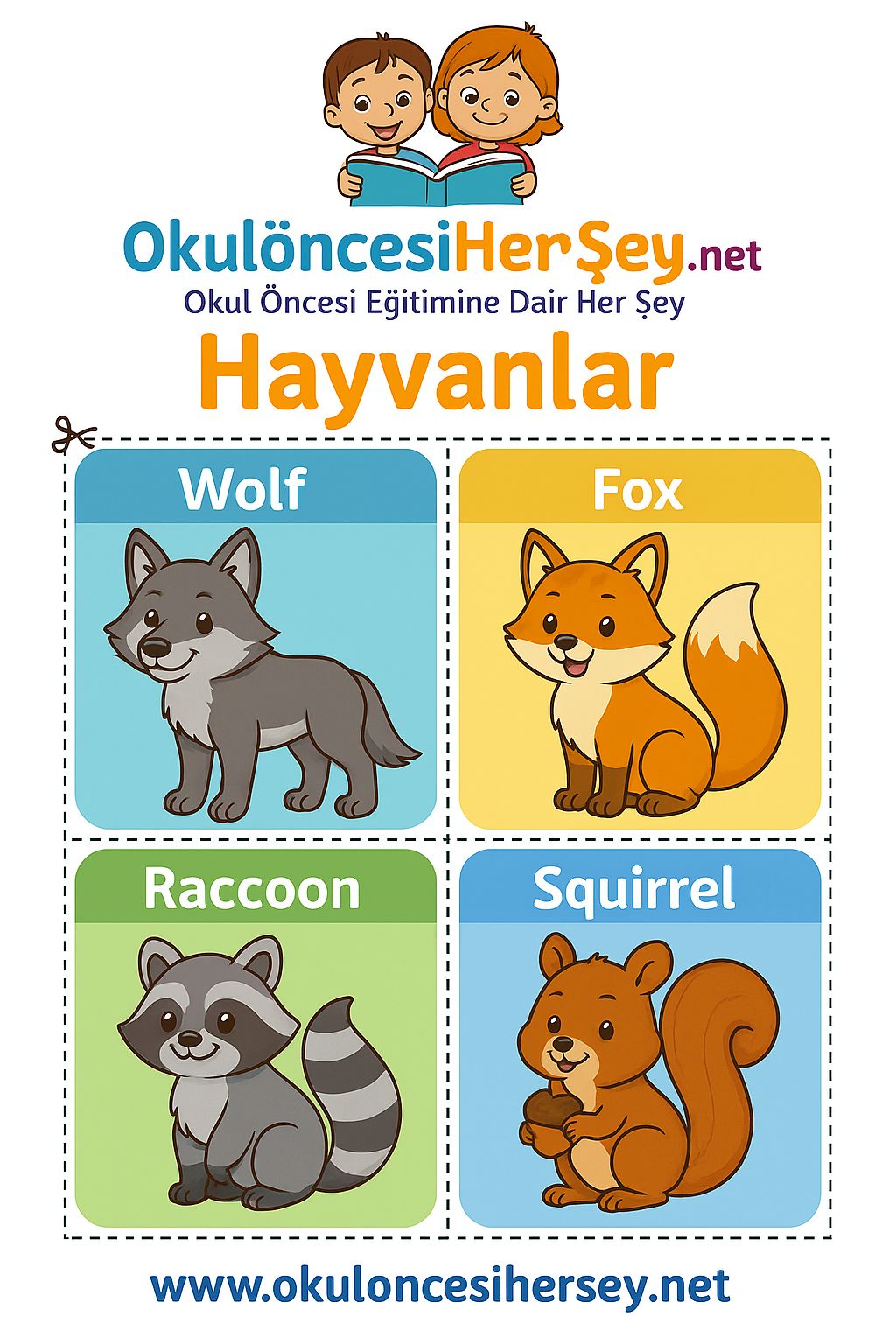 Çocuklar İçin  Hayvanlar Flashkart  