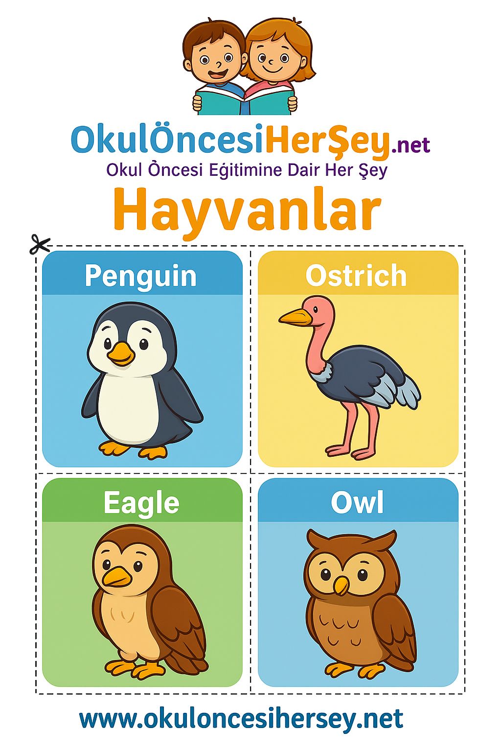 Çocuklar İçin  Hayvanlar Flashkart  