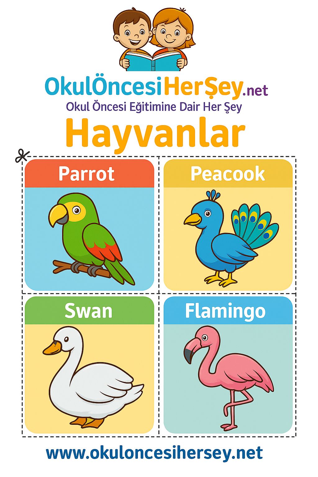 Çocuklar İçin  Hayvanlar Flashkart  