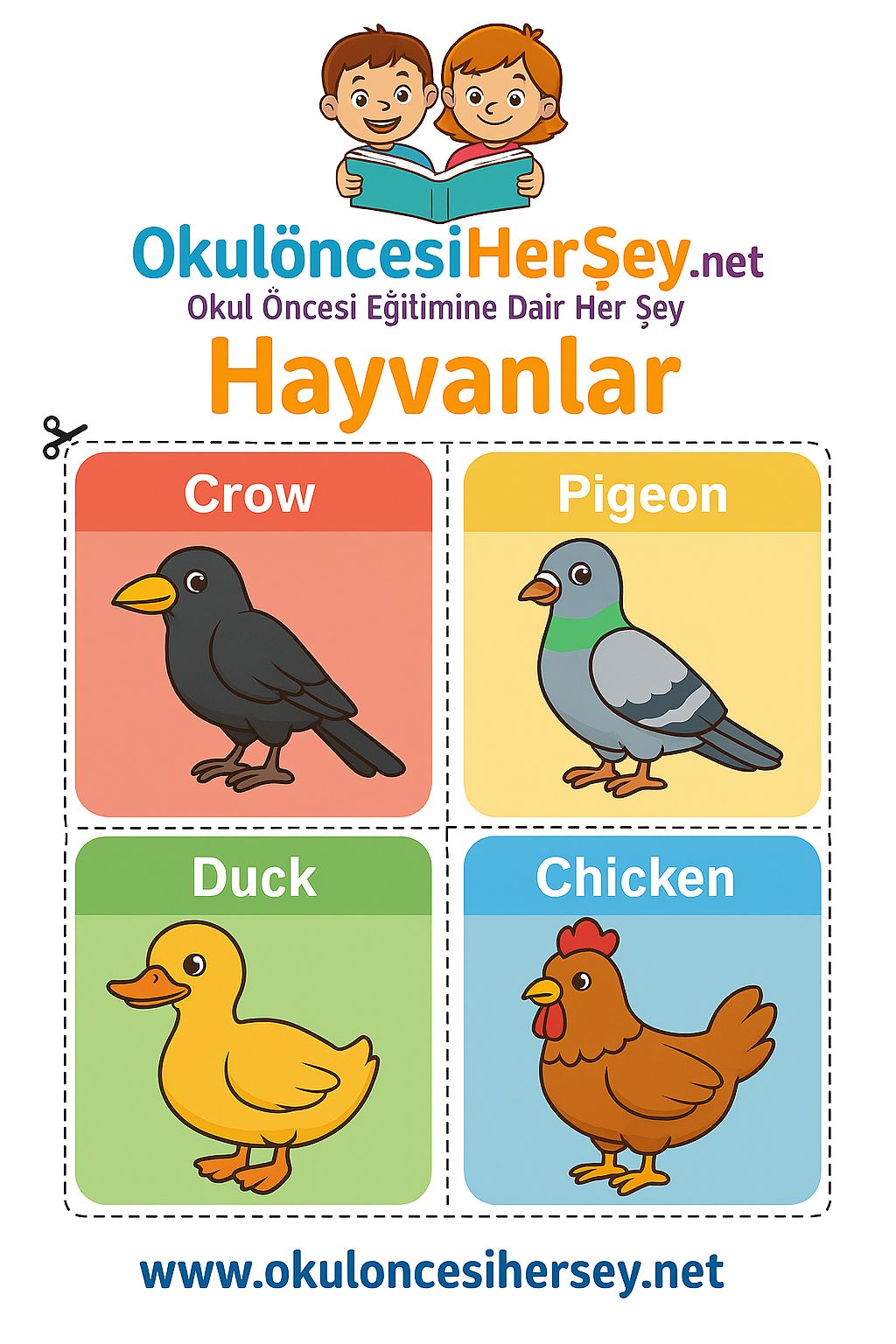 Çocuklar İçin  Hayvanlar Flashkart  