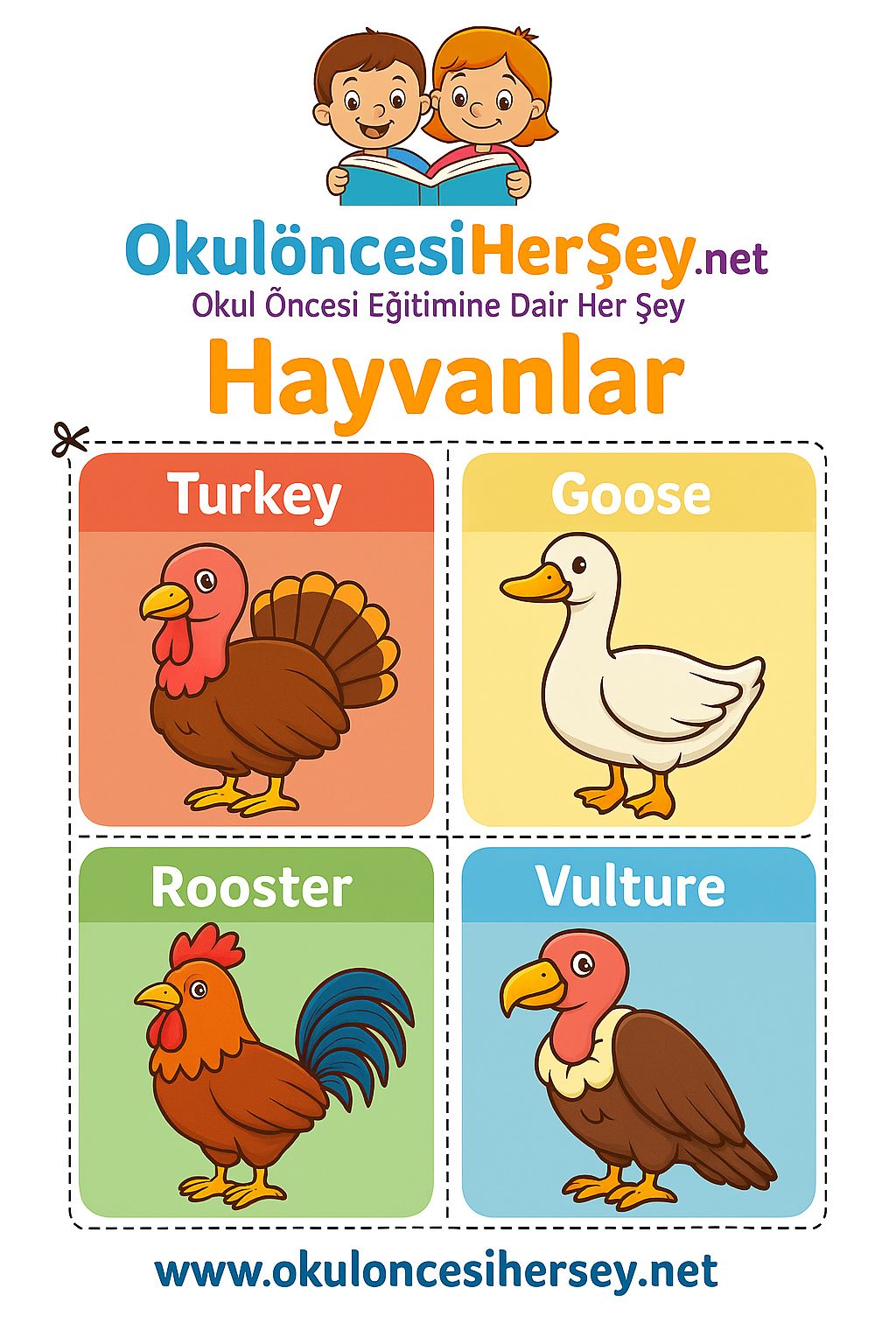 Çocuklar İçin  Hayvanlar Flashkart  