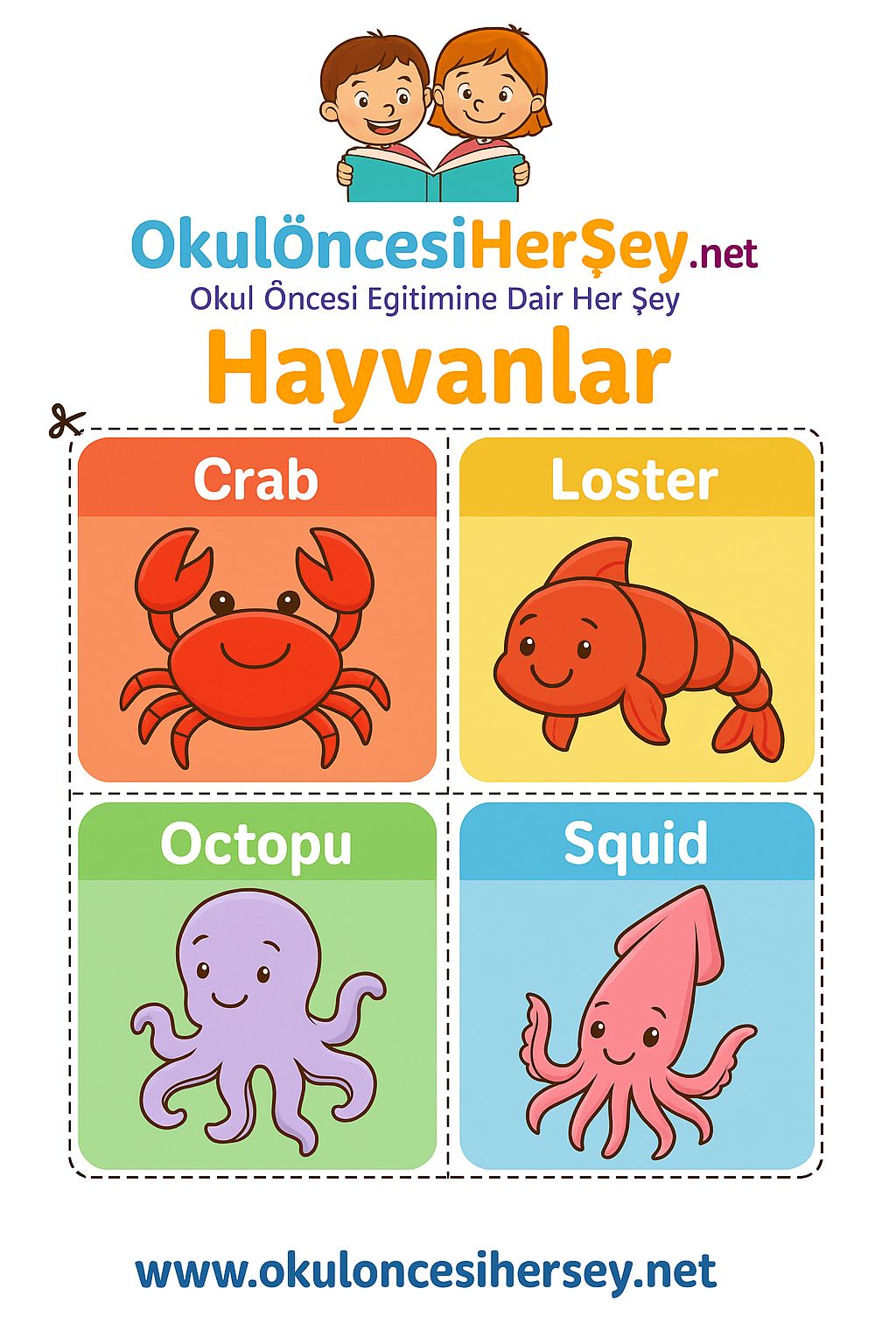 Çocuklar İçin  Hayvanlar Flashkart  