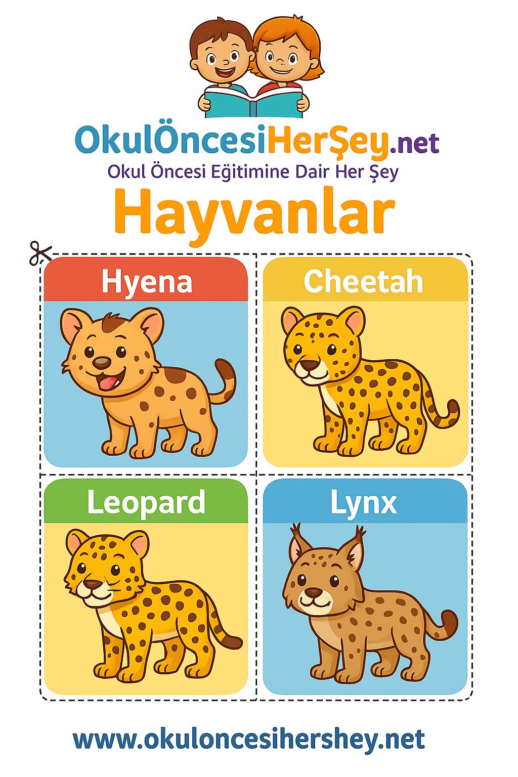 Çocuklar İçin  Hayvanlar Flashkart  