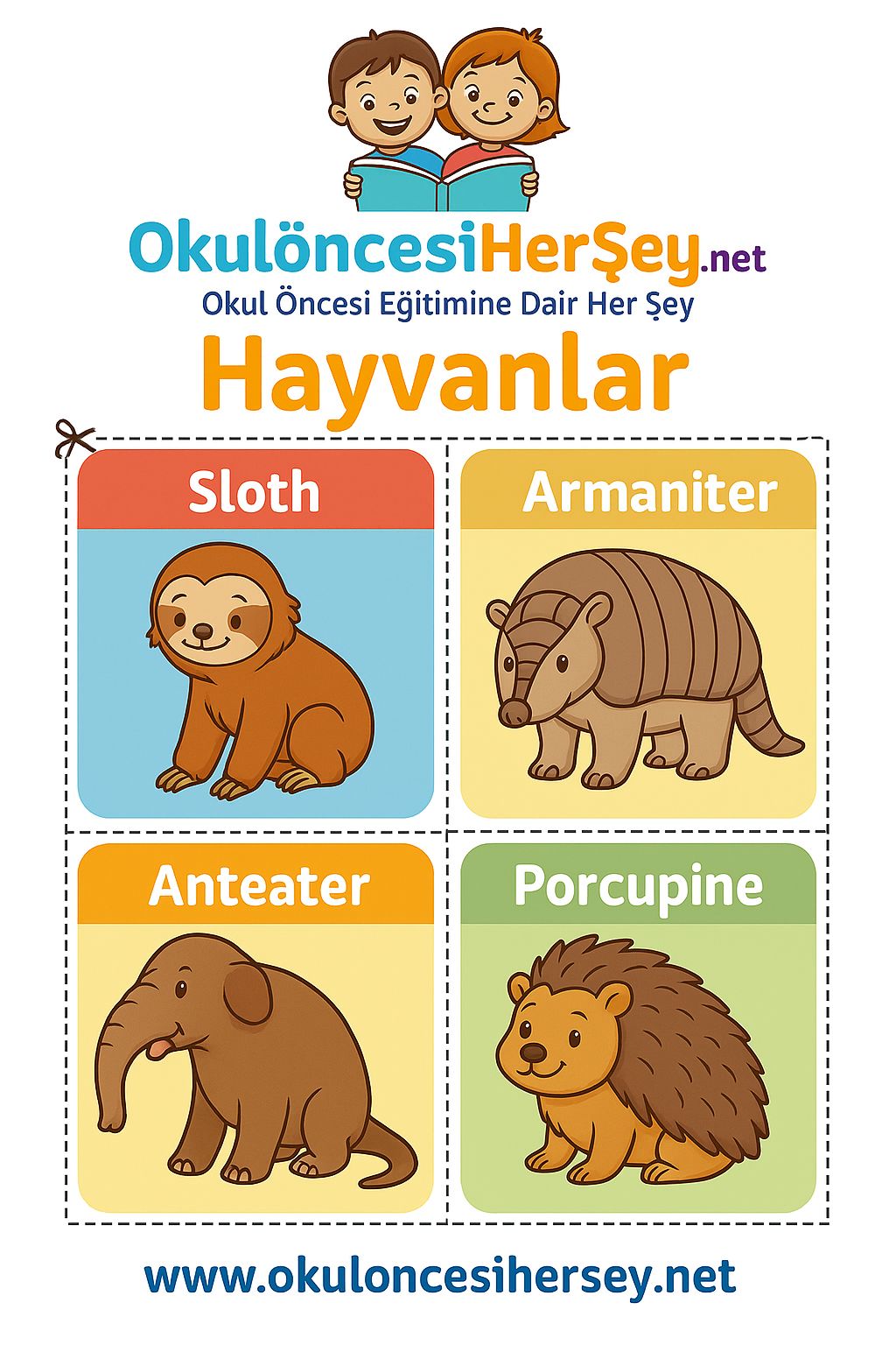 Çocuklar İçin  Hayvanlar Flashkart  