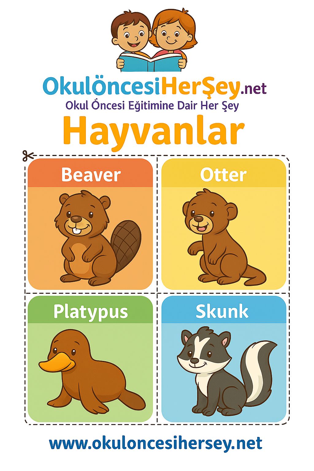 Çocuklar İçin  Hayvanlar Flashkart  