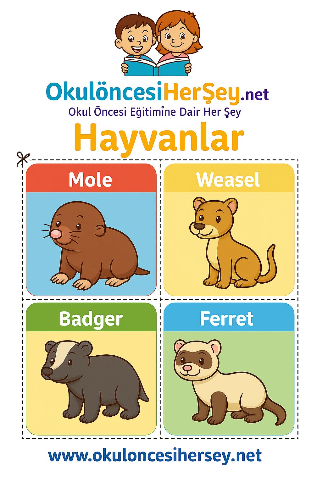 Çocuklar İçin  Hayvanlar Flashkart  