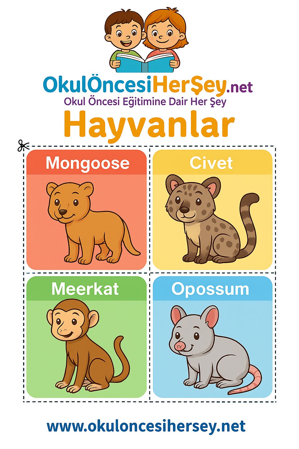 Çocuklar İçin  Hayvanlar Flashkart  