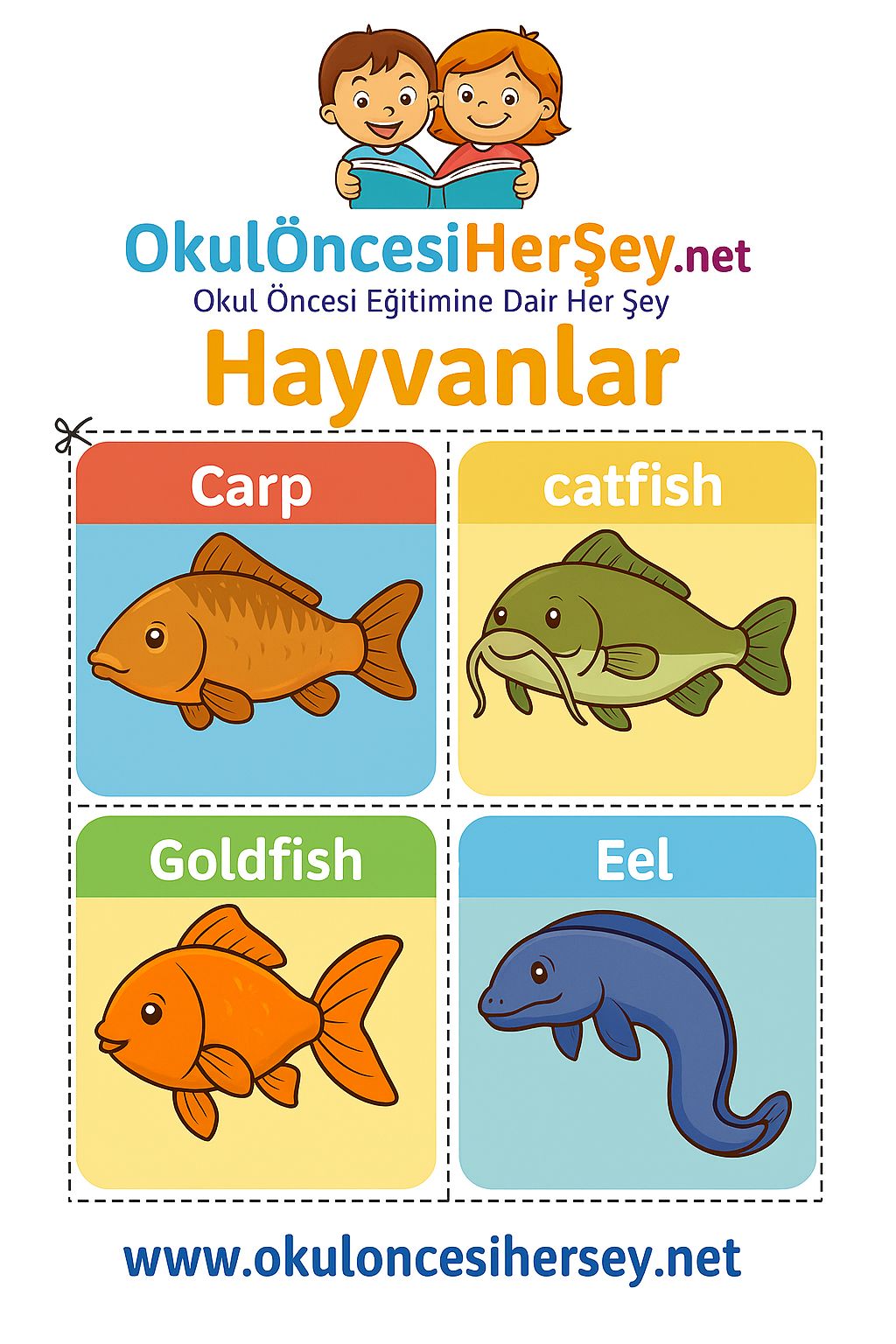 Çocuklar İçin  Hayvanlar Flashkart  