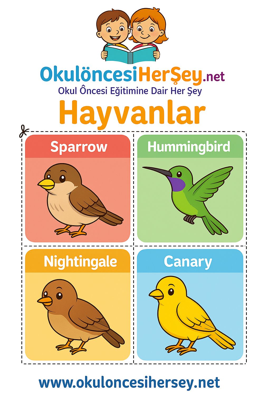 Çocuklar İçin  Hayvanlar Flashkart  