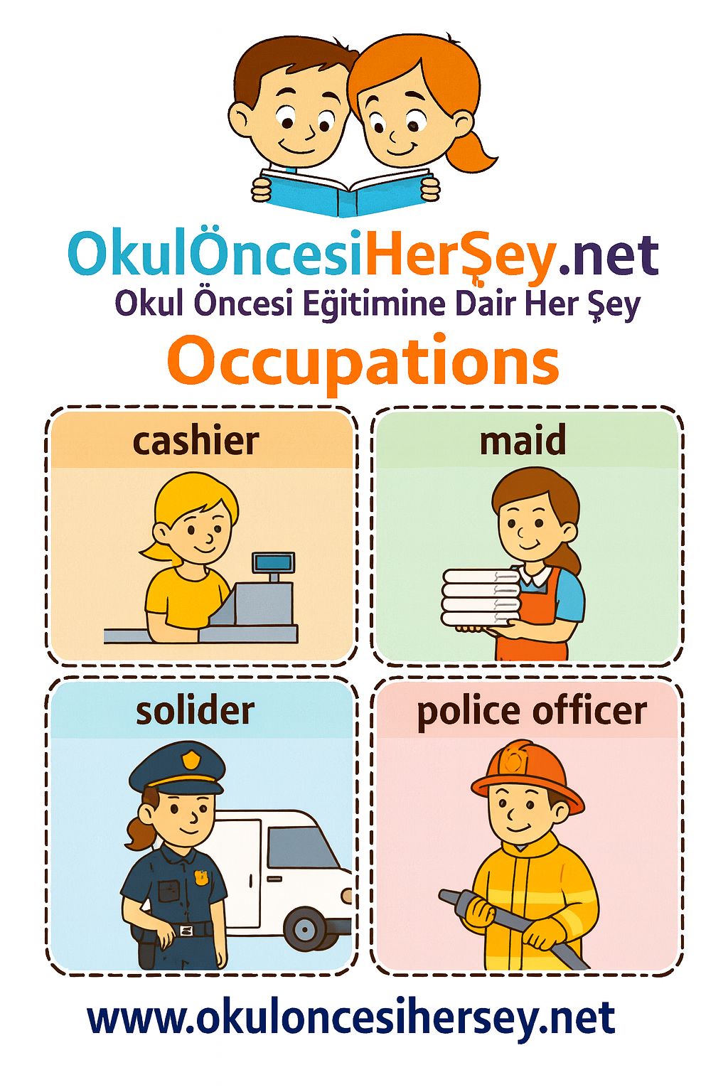 Çocuklar İçin  Meslekler Flashkart  