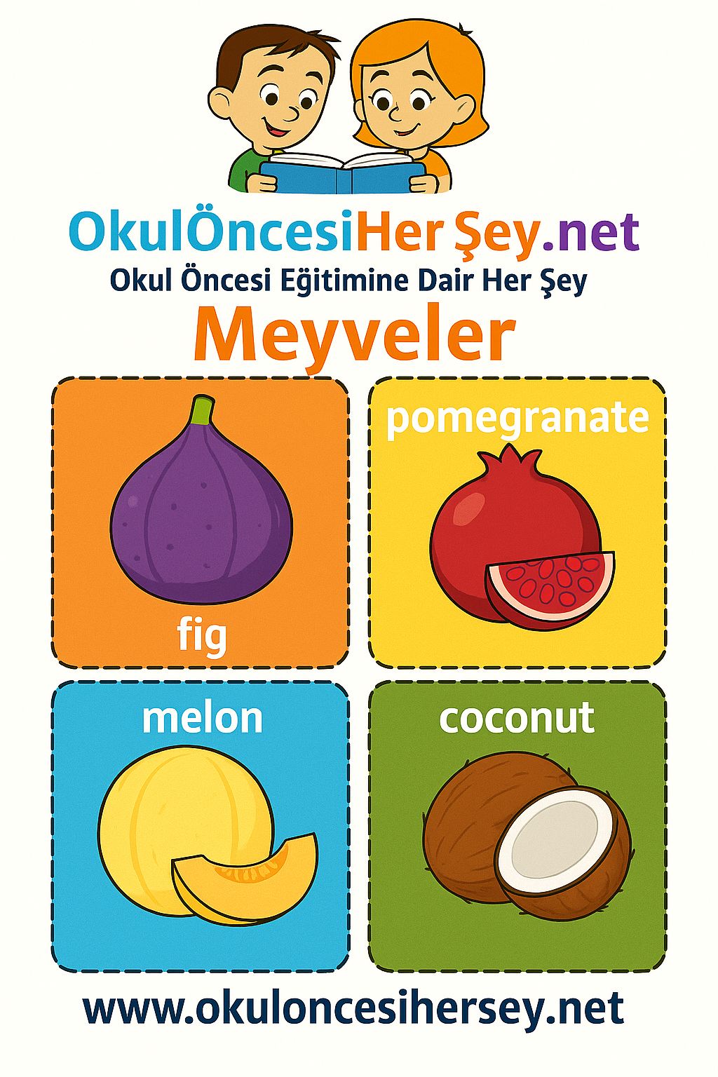 İngilizce Meyveler Flashkart