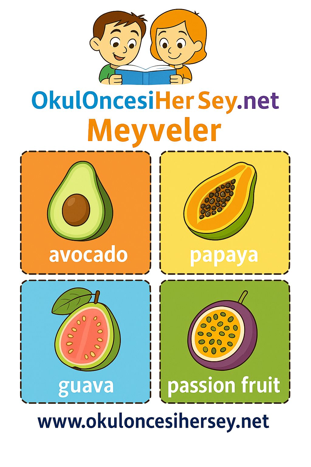 İngilizce Meyveler Flashkart