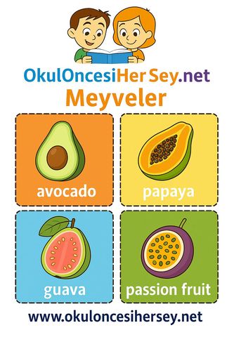 Çocuklar İçin  İngilizce Meyveler Flashkart  