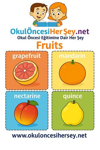 Çocuklar İçin  İngilizce Meyveler Flashkart  