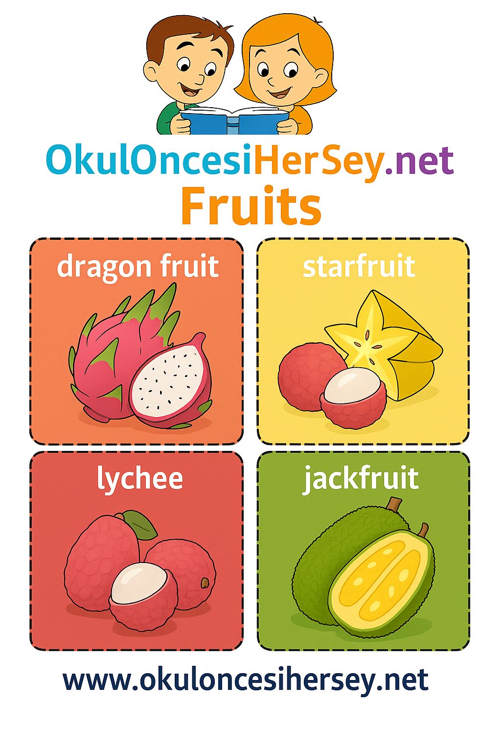 İngilizce Meyveler Flashkart