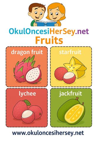 Çocuklar İçin  İngilizce Meyveler Flashkart  