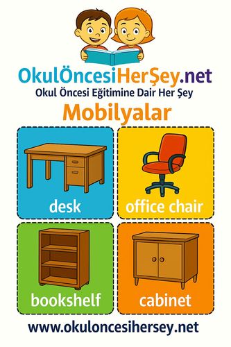 Çocuklar İçin  İngilizce Mobilya Flashkart  