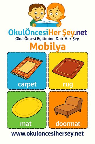 Çocuklar İçin  İngilizce Mobilya Flashkart  